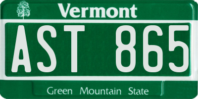 VT license plate AST865