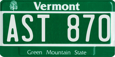 VT license plate AST870