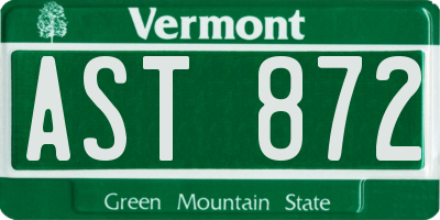 VT license plate AST872