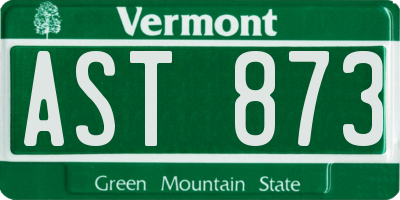 VT license plate AST873