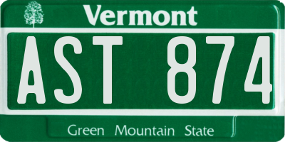 VT license plate AST874