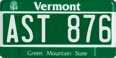 VT license plate AST876