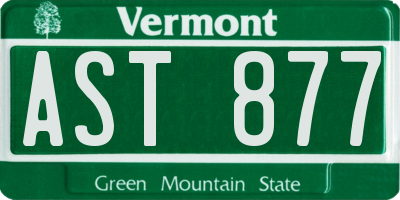VT license plate AST877