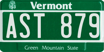 VT license plate AST879