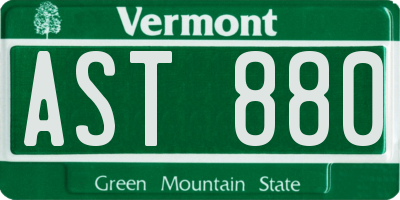 VT license plate AST880