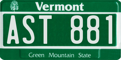 VT license plate AST881