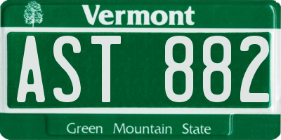 VT license plate AST882