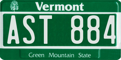 VT license plate AST884