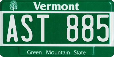 VT license plate AST885