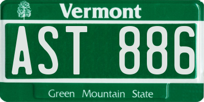 VT license plate AST886