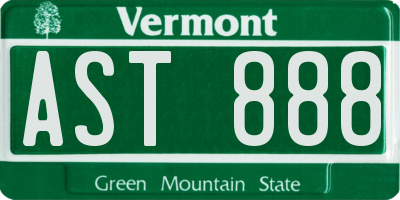 VT license plate AST888