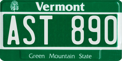 VT license plate AST890