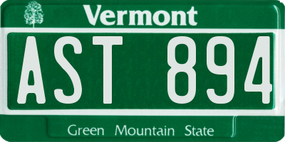 VT license plate AST894