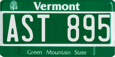 VT license plate AST895