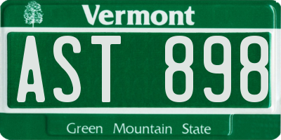 VT license plate AST898