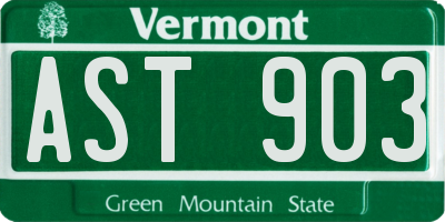 VT license plate AST903