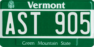 VT license plate AST905