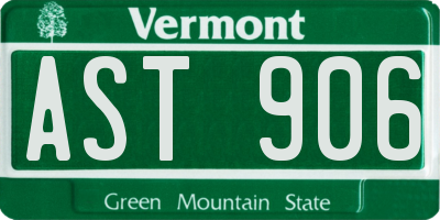 VT license plate AST906