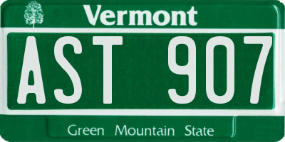 VT license plate AST907