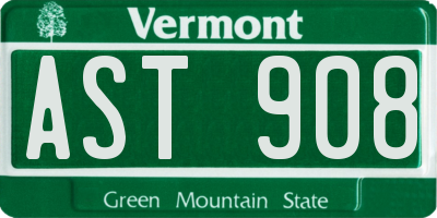 VT license plate AST908