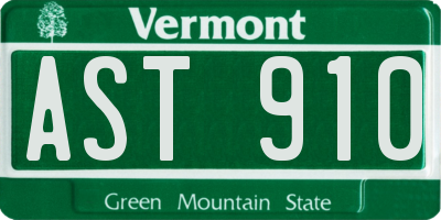 VT license plate AST910