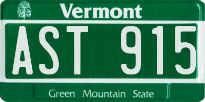 VT license plate AST915