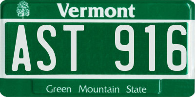 VT license plate AST916