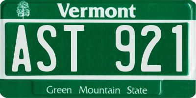 VT license plate AST921