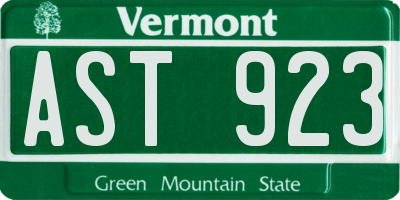 VT license plate AST923