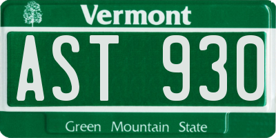 VT license plate AST930