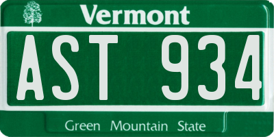 VT license plate AST934
