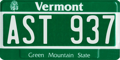 VT license plate AST937