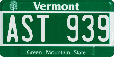 VT license plate AST939