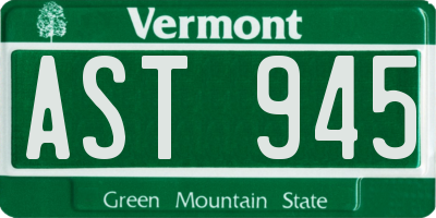 VT license plate AST945