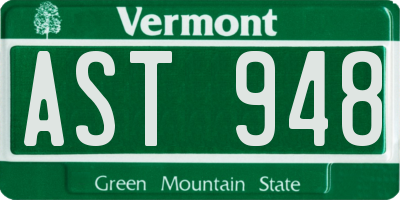 VT license plate AST948