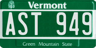 VT license plate AST949