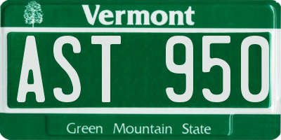 VT license plate AST950