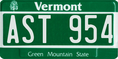 VT license plate AST954