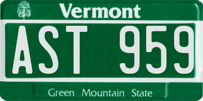 VT license plate AST959