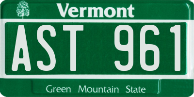 VT license plate AST961