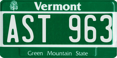VT license plate AST963