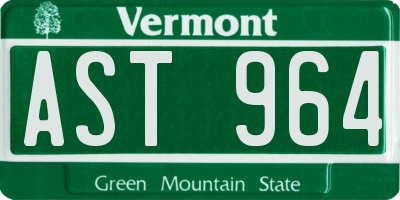 VT license plate AST964