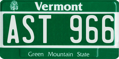 VT license plate AST966