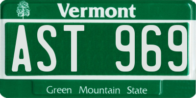 VT license plate AST969
