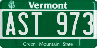 VT license plate AST973