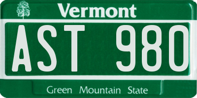 VT license plate AST980
