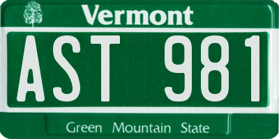 VT license plate AST981