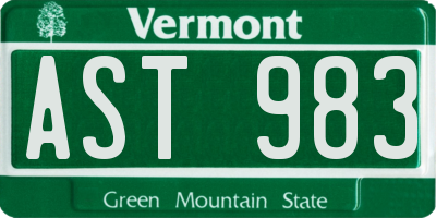 VT license plate AST983
