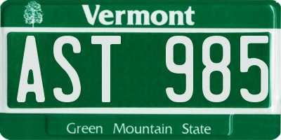 VT license plate AST985