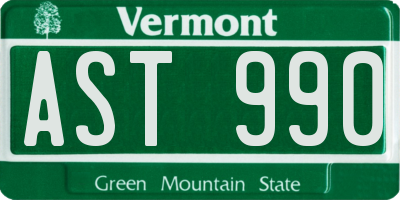 VT license plate AST990
